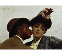 WYKUJMYTO Famoso Quadri Moderni Artistico Poster il Bacio di Theodore Jacques Ralli Per la Decorazione Domestica 60x90cm