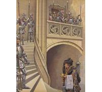 WYKUJMYTO Famoso Quadri Moderni Artistico Poster il barbiere salì le scale verso la camera del re superando le numerose guardie armate Per la Decorazione Domestica 60x90cm