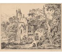 WYKUJMYTO Famoso Quadri Moderni Artistico Poster Il monastero nella foresta di Carl Blechen Per la Decorazione Domestica 60x90cm