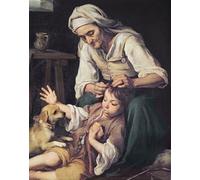 WYKUJMYTO Famoso Quadri Moderni Artistico Poster la toilette domestica di Bartolomé Esteban Murillo Per la Decorazione Domestica 60x90cm