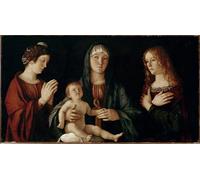 WYKUJMYTO Famoso Quadri Moderni Artistico Poster Lady col Bambino con Santa Caterina e Santa Maria Maddalena di noto artista Per la Decorazione Domestica 60x90cm