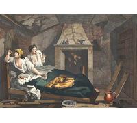 WYKUJMYTO Famoso Quadri Moderni Artistico Poster l'ozioso apprendista tornato dal mare e in soffitta con una comune prostituta di William Hogarth Per la Decorazione Domestica 60x90cm