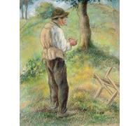 WYKUJMYTO Famoso Quadri Moderni Artistico Poster Padre Melon accende la pipa di Camille Jacob Pissarro Per la Decorazione Domestica 60x90cm