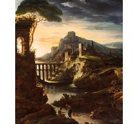 WYKUJMYTO Famoso Quadri Moderni Artistico Poster Paesaggio serale con un acquedotto di Theodore Gericault Per la Decorazione Domestica 60x90cm