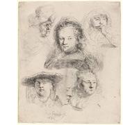 WYKUJMYTO Famoso Quadri Moderni Artistico Poster Studi della testa di Saskia e altri di Rembrandt Van Rijn Per la Decorazione Domestica 60x90cm