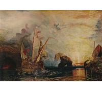 WYKUJMYTO Famoso Quadri Moderni Artistico Poster Ulisse che deride Polifemo - Homer di Mallord William Turner Per la Decorazione Domestica 60x90cm