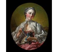 WYKUJMYTO Famoso Quadri Moderni Artistico Poster una giovane donna che tiene un carlino di François Boucher Per la Decorazione Domestica 60x90cm
