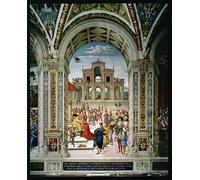 WYKUJMYTO Riproduzione Dipinto Tela da Arte Stampe Arte Quadro Aeneas Sylvius Piccolomini Is Crowned Poet Laureate by Bernardino Di Betto Pinturicchio Per la Decorazione Murale 60x90cm
