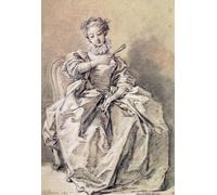 WYKUJMYTO Riproduzione Dipinto Tela da Arte Stampe Arte Quadro Donna in costume spagnolo Carboncino e gesso bianco su carta di François Boucher Per la Decorazione Murale 60x90cm