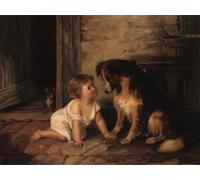 WYKUJMYTO Riproduzione Dipinto Tela da Arte Stampe Arte Quadro Fare amicizia con un collie di Arthur Hacker Per la Decorazione Murale 60x90cm