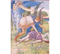 WYKUJMYTO Riproduzione Dipinto Tela da Arte Stampe Arte Quadro il dio del vento mandò una raffica dal sud Illustrazione della storia della Grecia di Walter Crane Per la Decorazione Murale 60x90cm
