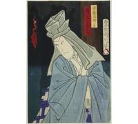 WYKUJMYTO Riproduzione Dipinto Tela da Arte Stampe Arte Quadro l'attore Onoe Kikugoro nei panni del fantasma di Koyo Hoshi di Toyohara Kunichika Per la Decorazione Murale 60x90cm