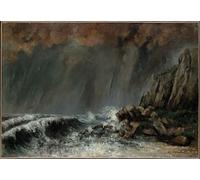 WYKUJMYTO Riproduzione Dipinto Tela da Arte Stampe Arte Quadro Marine la tromba d'acqua di Gustave Courbet Per la Decorazione Murale 60x90cm