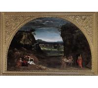 WYKUJMYTO Riproduzione Dipinto Tela da Arte Stampe Arte Quadro Paesaggio con Deposizione di Annibale Carracci Per la Decorazione Murale 60x90cm