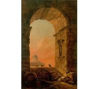 WYKUJMYTO Riproduzione Dipinto Tela da Arte Stampe Arte Quadro Paesaggio con une la cupola di San Pietro In di Hubert Robert Per la Decorazione Murale 60x90cm