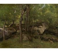 WYKUJMYTO Riproduzione Dipinto Tela da Arte Stampe Arte Quadro Rocce nella foresta di Fontainebleau di Jean Baptiste Camille Corot Per la Decorazione Murale 60x90cm