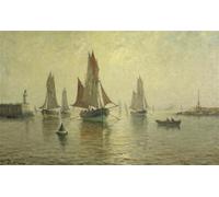 WYKUJMYTO Riproduzione Dipinto Tela da Arte Stampe Arte Quadro Scena del porto francese di Amélie Burdin Per la Decorazione Murale 60x90cm