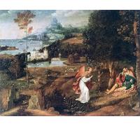 WYKUJMYTO Riproduzione Dipinto Tela da Arte Stampe Arte Quadro Scena di paesaggio con San Rocco di Joachim Patinir Per la Decorazione Murale 60x90cm