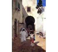 WYKUJMYTO Riproduzione Dipinto Tela da Arte Stampe Arte Quadro Scena di strada Tangeri di Willard Leroy Metcalf Per la Decorazione Murale 60x90cm