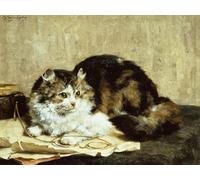 WYKUJMYTO Riproduzione Dipinto Tela da Arte Stampe Arte Quadro un gatto soriano di Charles Van Den Eycken Per la Decorazione Murale 60x90cm