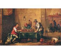 WYKUJMYTO Riproduzione Dipinto Tela da Arte Stampe Arte Quadro Uomini che giocano a backgammon in una taverna di David Teniers il Giovane Per la Decorazione Murale 60x90cm