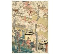 WYKUJMYTO Riproduzione Dipinto Tela da Arte Stampe Arte Quadro Vera vista delle case di piacere di Miyosaki al nuovo porto di Utagawa Sadahide Per la Decorazione Murale 60x90cm