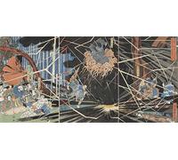 WYKUJMYTO Stampe Artistiche su Tela Il fantasma di Akugenda Yoshihira attacca Nanba Jiro alla cascata di Nunobiki di Utagawa Kuniyoshi Per la Decorazione della Camera da Letto 60x90cm