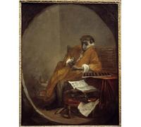 WYKUJMYTO Stampe Artistiche su Tela l'antica rappresentazione animale di un animale nella postura uomo di Jean Baptiste Simeon Chardin Per la Decorazione della Camera da Letto 60x90cm