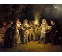 WYKUJMYTO Stampe Artistiche su Tela Olio Dipinto su Tela la commedia italiana Dipinto di Jean Antoine Watteau Dopo di Jean Antoine Watteau Per la Decorazione della Camera da Letto 60x90cm