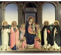 WYKUJMYTO Stampe Artistiche su Tela Olio Dipinto su Tela Lady in trono col Bambino tra angeli e San Tommaso d'Aquino San Barnaba del Beato Angelico Per la Decorazione della Camera da Letto 60x90cm