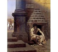 WYKUJMYTO Stampe Artistiche su Tela Prigioniero di Cave Canem incatenato come un cane all'angolo di una strada attenti al cane di Jean Leon Gerome Per la Decorazione della Camera da Letto 60x90cm