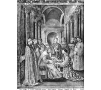 WYKUJMYTO Stampe Immagine Stampe Pittura Papa Sisto II conferisce il diaconato a San Lorenzo dalla Cappella di Niccolò del Beato Angelico Per la Decorazione dell'ufficio 60x90cm