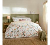 Wylder Nature Set copripiumino Betsie - Biancheria da letto reversibile morbida con motivi floreali e a righe (Giallo - Super King)