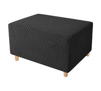 WYLEBER Copri Poggiapiedi Rettangolari Antiscivolo Elasticizzati,Copri Pouf Rimovibile e Lavabile,Quattro Stagioni(Black,L)