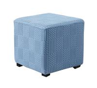 WYLEBER Copri Pouf Quadrata,Elasticizzata Resistente Fodera Pouf con Fondo Elastico,Copri Poggiapiedi Protezione Mobili per Soggiorno(Light Blue,M)