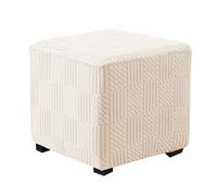 WYLEBER Copri Pouf Quadrata,Elasticizzata Resistente Fodera Pouf con Fondo Elastico,Copri Poggiapiedi Protezione Mobili per Soggiorno(Beige,L)