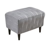 WYLEBER Copri Pouf Rettangolari Elasticizzati,Copri Poggiapiedi con Trama Increspata d'acqua alla Moda,Rimovibili e Lavabili Fodera Poggiapiedi con Fondo Elastico(Light Gray)