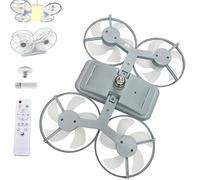WYLFYJP Ventilatore Da Soffitto A LED Stile Drone Con Base E27, Pieghevole A 3 Velocità Regolazione A Colori, Telecomando For Camera Letto, Cucina E Piccoli Spazi(Gray)