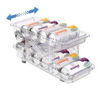 Wylnsie Organizzatore di lattine a doppio strato regolabile di larghezza per auto rolling di soda dispenser per bevande per frigorifero cucina pantry gabinetto cibo in scatola