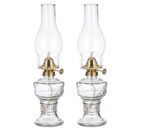 Wylolik Lanterna ad olio in vetro vintage Lampada di soccorso Lampada a olio portatile in vetro lampade ad olio paravento per l'illuminazione interna Utilizzo campeggio in pieno (2 pezzi, 32cm)