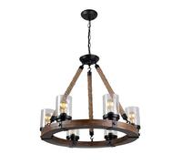 Wylolik Vintage Ruota di Carro Lampada, 24.8 "Ruota di Carro Lampada lgante in Legno con 6 luci, Lampada Rustica sul Tetto Adatta per Isole da Cucina e da Pranzo