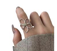 WYLXIN Anello da Uomo Anello Floreale Margherita per Donne Anello Aperto Semplice Anello di Dito Indice alla Moda-Fiore