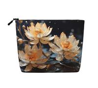 WYLXIN Borsa per il trucco in canapa finta di loto bianco bohémien. Ecologica e durevole, design semplice, facile da riporre i tuoi oggetti essenziali di bellezza, nero, taglia unica