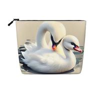 WYLXIN Cute Little Swan - Borsa per il trucco in canapa finta, ecologica e durevole, design semplice, facile da riporre i tuoi oggetti essenziali di bellezza, nero, taglia unica