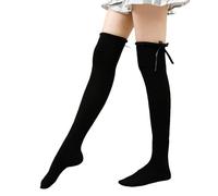 WYLXIN Parigine Donna Calze in Pizzo Calze al Fondo di Calzini Autunno E Inverno di Cotone sopra Le Calze Alte del Ginocchio-Nero-codice Medio