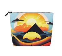 WYLXIN Sunrise Mountain, borsa per il trucco in finta canapa. Ecologica e durevole, design semplice, facile da riporre i tuoi oggetti essenziali di bellezza.