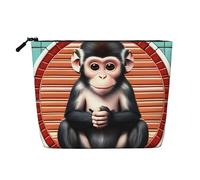 WYLXIN The Silent Monkey - Borsa per il trucco in canapa finta, ecologica e durevole, design semplice, facile da riporre i tuoi oggetti essenziali di bellezza, nero, taglia unica