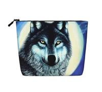 WYLXIN Wolf Under Moon - Borsa per il trucco in canapa finta, ecologica e durevole, design semplice, facile da riporre i tuoi oggetti essenziali di bellezza.