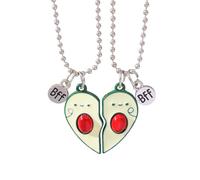 WYLZLKX 2 collane dell'amicizia con ciondolo a forma di cuore di avocado e avocado per migliore amico, Pendant Size:Approx.2.8x2.9cm/1.1x1.14in, Acciaio inossidabile