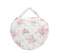 WYLZLKX Borsa per il trucco floreale alla moda unica a forma di cuore borsa da toeletta trapuntata borse cosmetiche per donne alla moda, Fiori., As Shown